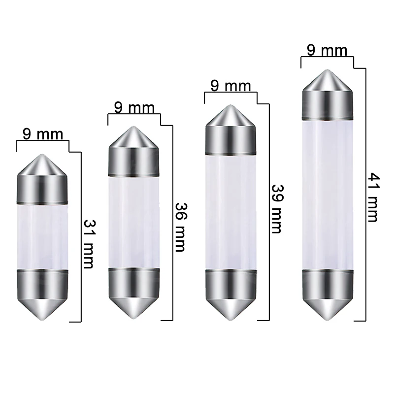 1/10 PCS Car Interior Dome Light C5W C10W Festoon LED Bulb 31mm 36mm 39mm 41mm COB 12V 7000K White Auto Trunk License Plate Lamp