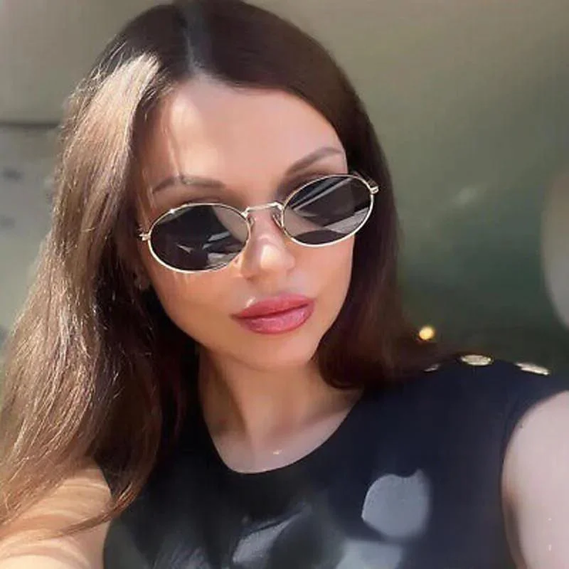 

Faionable Retro Small Frame Oval Sunglasses for Women UV Protection round Face Suitable Spring Summer Season s A...