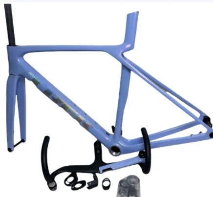 2025 style color disc cycling bike  frameset  ud glossy blue purple road bike frame T47 bike frame 50-58cm+handlebar 190mm seat