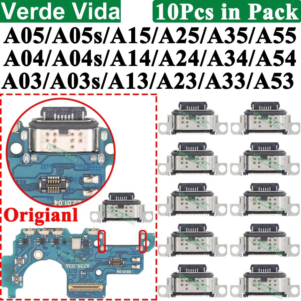 10pcs Original USB Charging Port Connector for Samsung A05 A05S A15 A25 A35 A55 A13 4G A04 A04S A14 A23 A33 A24 A34 A54 A53 5G