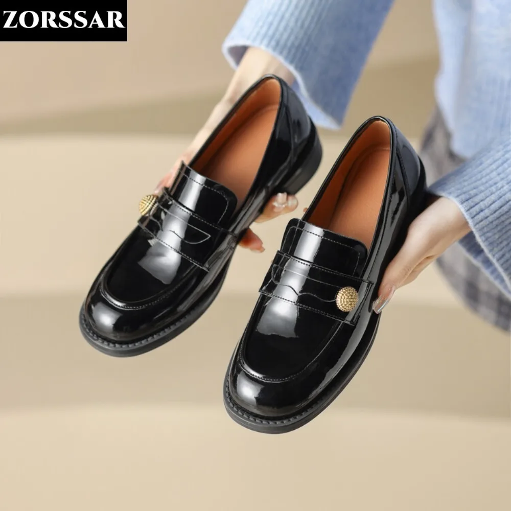 Casual Slip-On Women Loafers 2024 Luxury Flat Boat Shoes Quality Genuine Leather Designe Mules Shoes Female Retro Moccasins