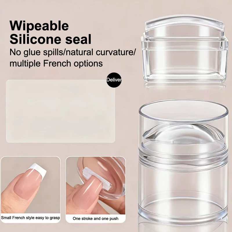 Transparent Nail Seal With Scraper Erasable French Nails Stamp Template Printing Tool Nail Polish Stamping Manicure Tool