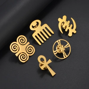Anniyo 1 PIEZA SÍMBOLOS CULTURAL CULTURAL AFRICANO ANTIGUO EGIPTO BROOCH GUAFE GYE DWENNIMEN ANKH ASIRIANA ASHUR #000162 8 mejores ventas de bandera asiria - №1