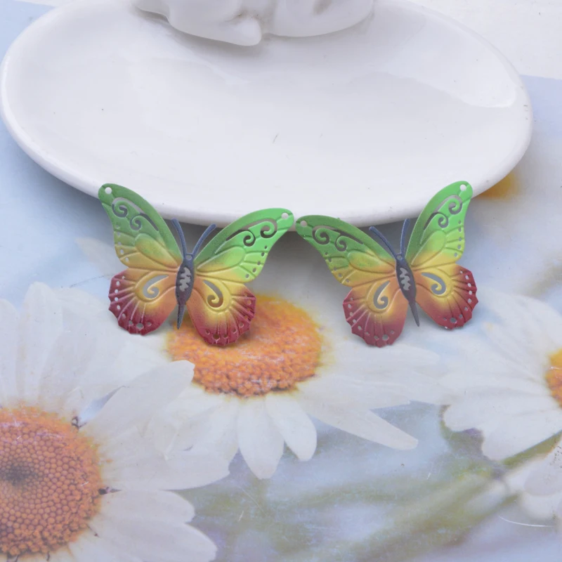 6 Stück/Set Edelstahl-Schmetterlings-Halskettenverbinder mit 4 Löchern, Schmetterlings-Druck-Anhänger, DIY-Schmuck, Ohrringe, Mädchen-Anhänger – Detail 9