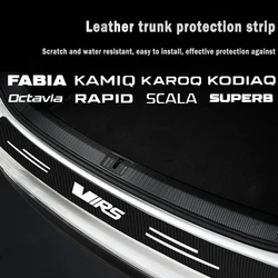 Autocollants de protection de pare-chocs de seuil de porte de coffre arrière de voiture, fibre de carbone, Skoda Vrs Fabia Kamiq Karoq Kodiaq rine Octavia Scala Superb