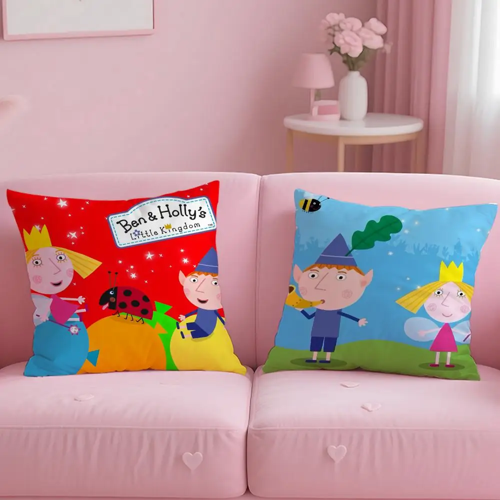 Cartoon Ben and Holly's Little Kingdom Cushion Cover Soft & Easy-Wash Pillow Case – Versatile for Couch, Bed, Travel and Office