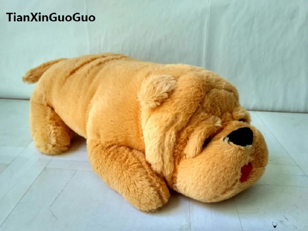 About 30cm Cute Lying Dog Shar Pei Plush Toy Sharpei Soft Doll Kids Toy Birthday Gift s0988