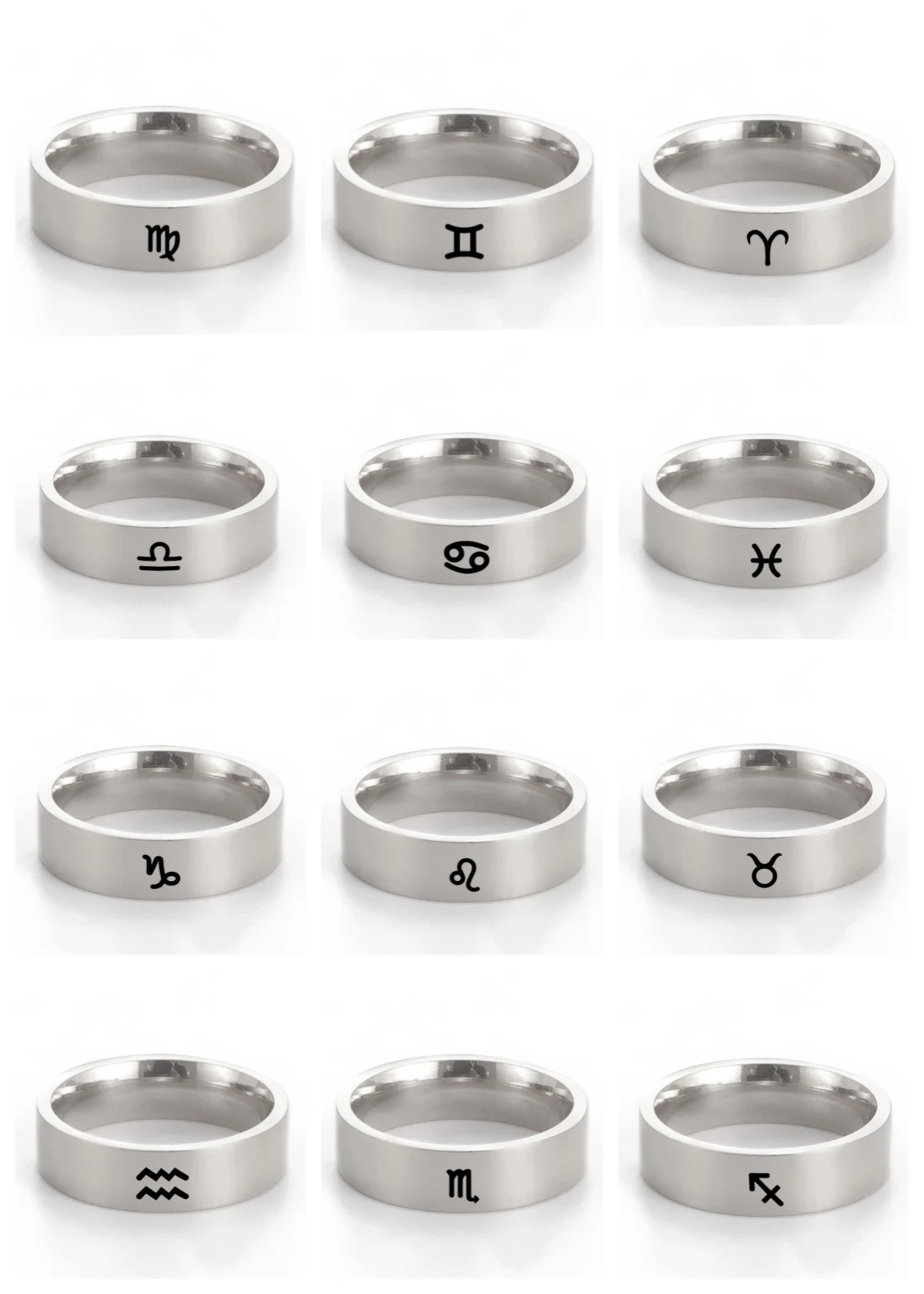 

Twelve Constellation Rings Stainless Steel 12 Horoscope Zodiac Virgo Leo Sign Aries Pisces Rings For Women Men Fashion Jewelry