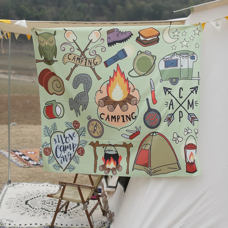 Wild Outdoor Camping Graffiti Tapestry Wall Hanging Bohemian Beach Blanket Yoga Mat Hippie Background Home Bedroom Art Carpet