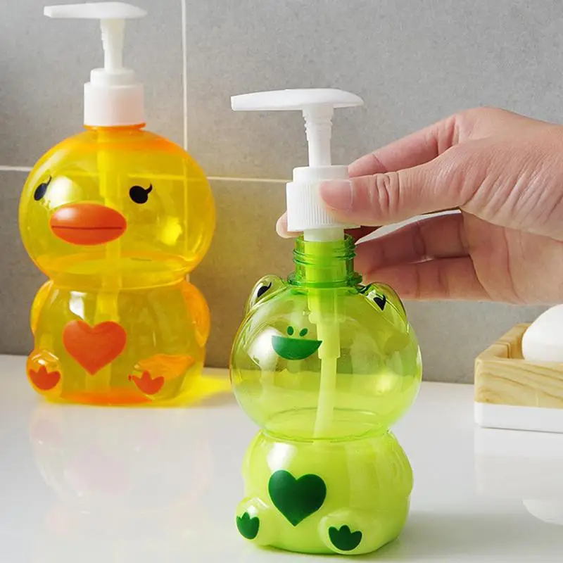 Kids Cute Animal Soap Dispenser Cute Cartoon Empty Pump Bottle Dispenser Portable Shampoo Shower Gel Bottle Home Bathroom Tool