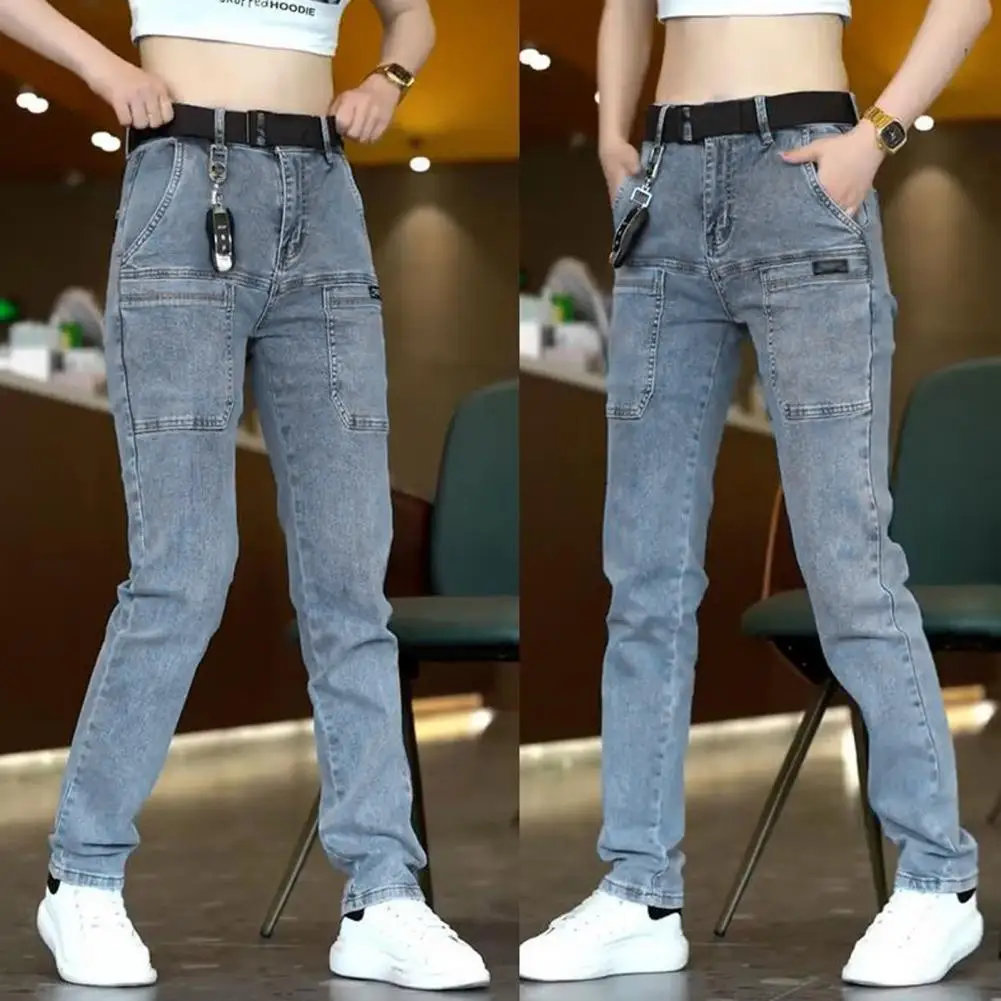 Men Denim Pants Men Retro Style Jeans Retro Style Men's Denim Jeans with Multiple Pockets Zipper Closure Comfortable Mid for A