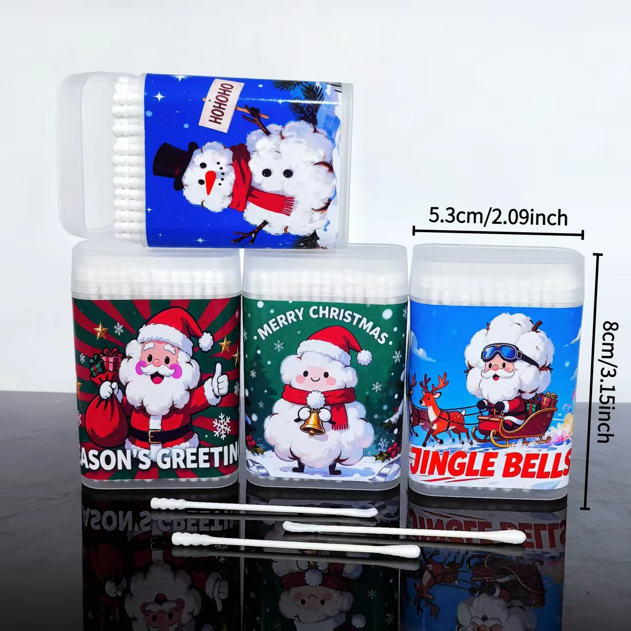 600 Stück/900 Stück Frohe Weihnachten Wattestäbchen mit Frohe Weihnachten, kreative doppelköpfige Wattestäbchen, Weihnachtsgeschenk Wattestäbchen