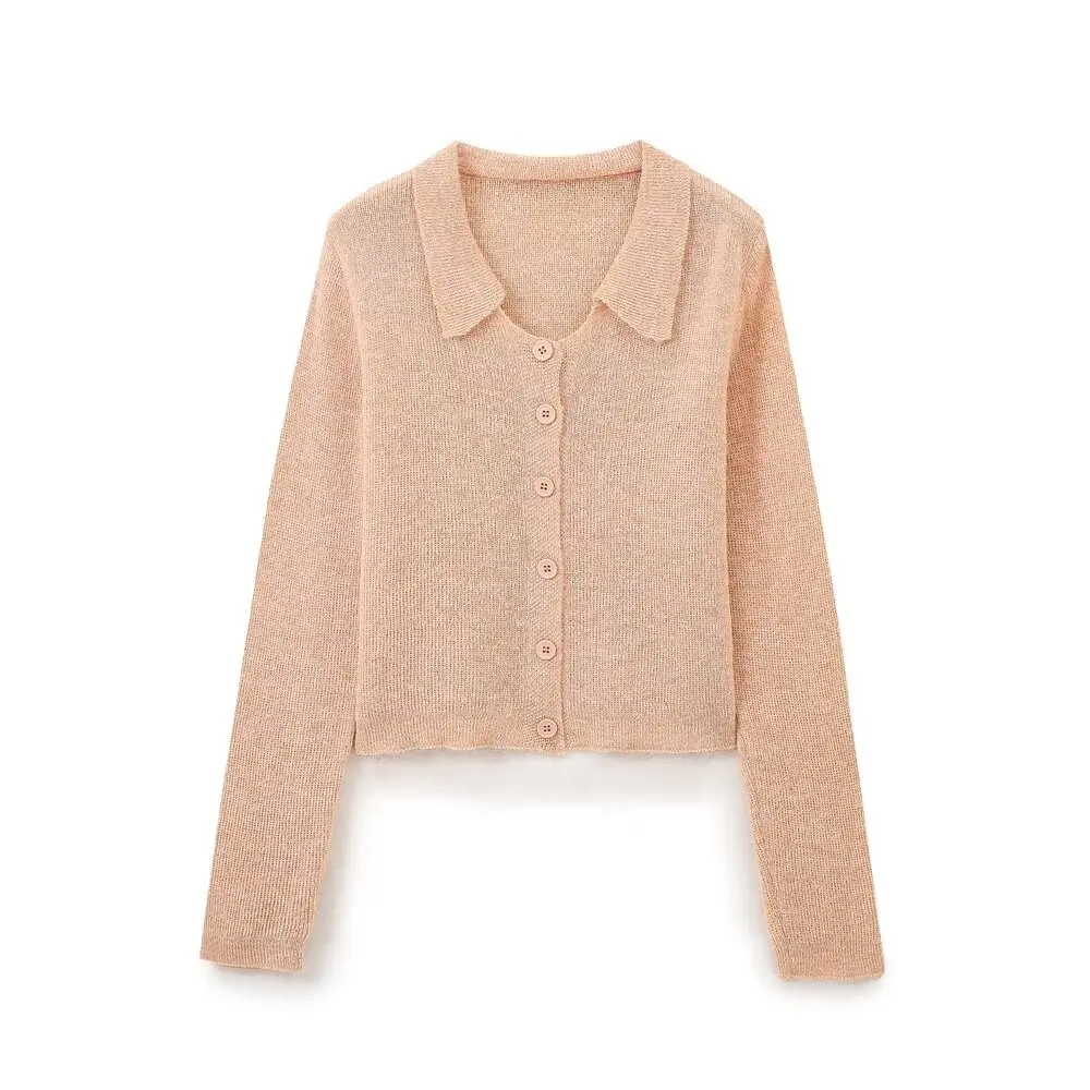 Tangada 2024 Women Elegant Solid Cardigan Sweaters Buttons Long Sleeve Female Jumper 6H0321