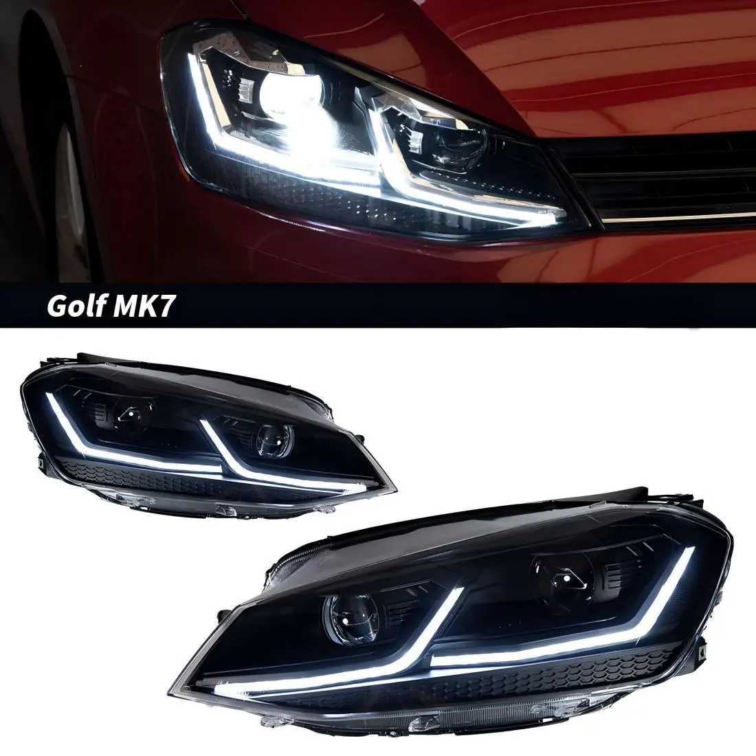 

Светодиодные фары для Volkswagen VW Golf 7 VII MK7TSI TDI 2014-2017, передние фонари с дневными ходовыми огнями и последовательным указателем поворота