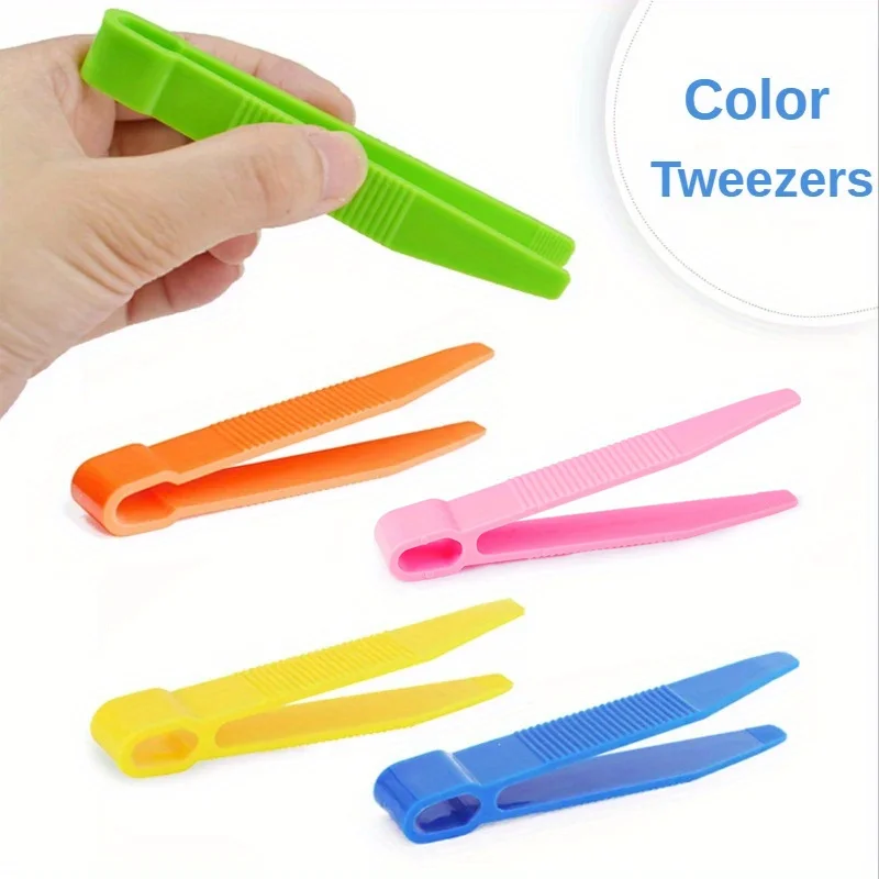 5Pcs Durable Plastic Clip Tweezers, Fine Motor Learning Toys, Plant Insect Research Tool Set (Random Color) Easter Gift