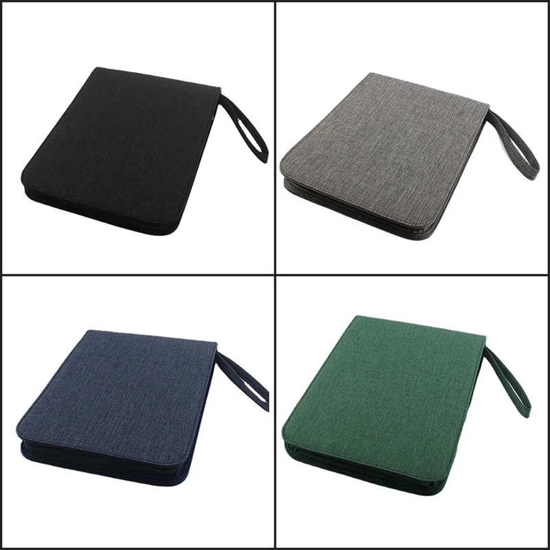 Pen Container Bag Capacity Fountain Pencil Case 24 Slots Zipper Multifunctional Canvas Writing Holder Supplies Durable Black