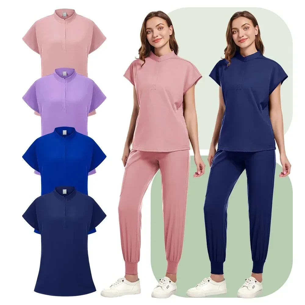 

Multicolor Beautician Workwear Solid Color Lab Work Clothes Medical Nursing Uniforms Pet Clinic Scrub Set Work Clothes Wholesale