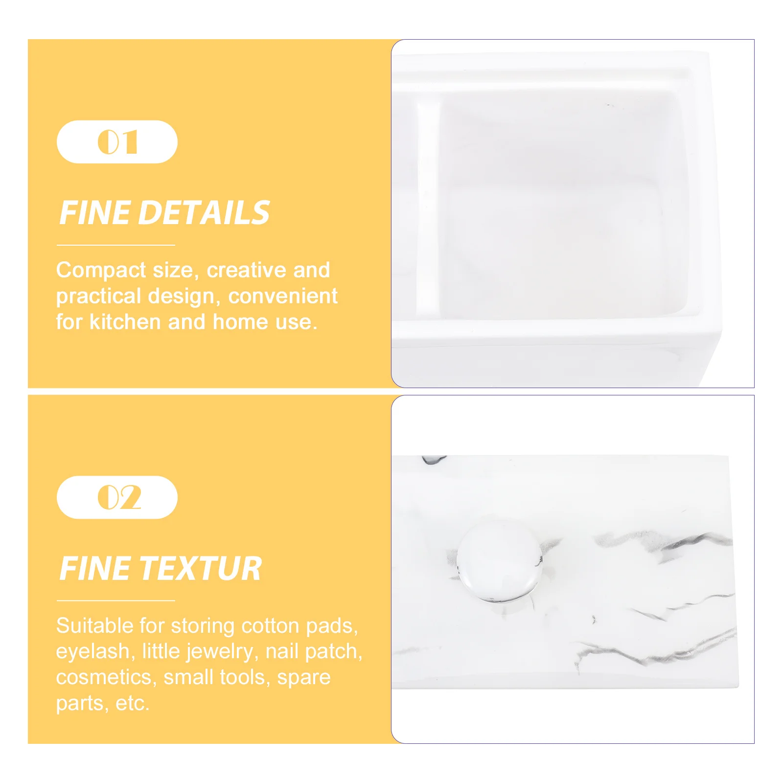 

Marble Vein Large Capacity Nail Art Storage Box Desktop Cotton Pad Container Tool Storage Cotton Pad Box