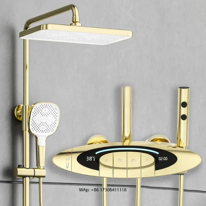 High-end luxury thermostatic shower set, rain shower four-way bathroom faucet, bathtub shower system, with bidet faucet