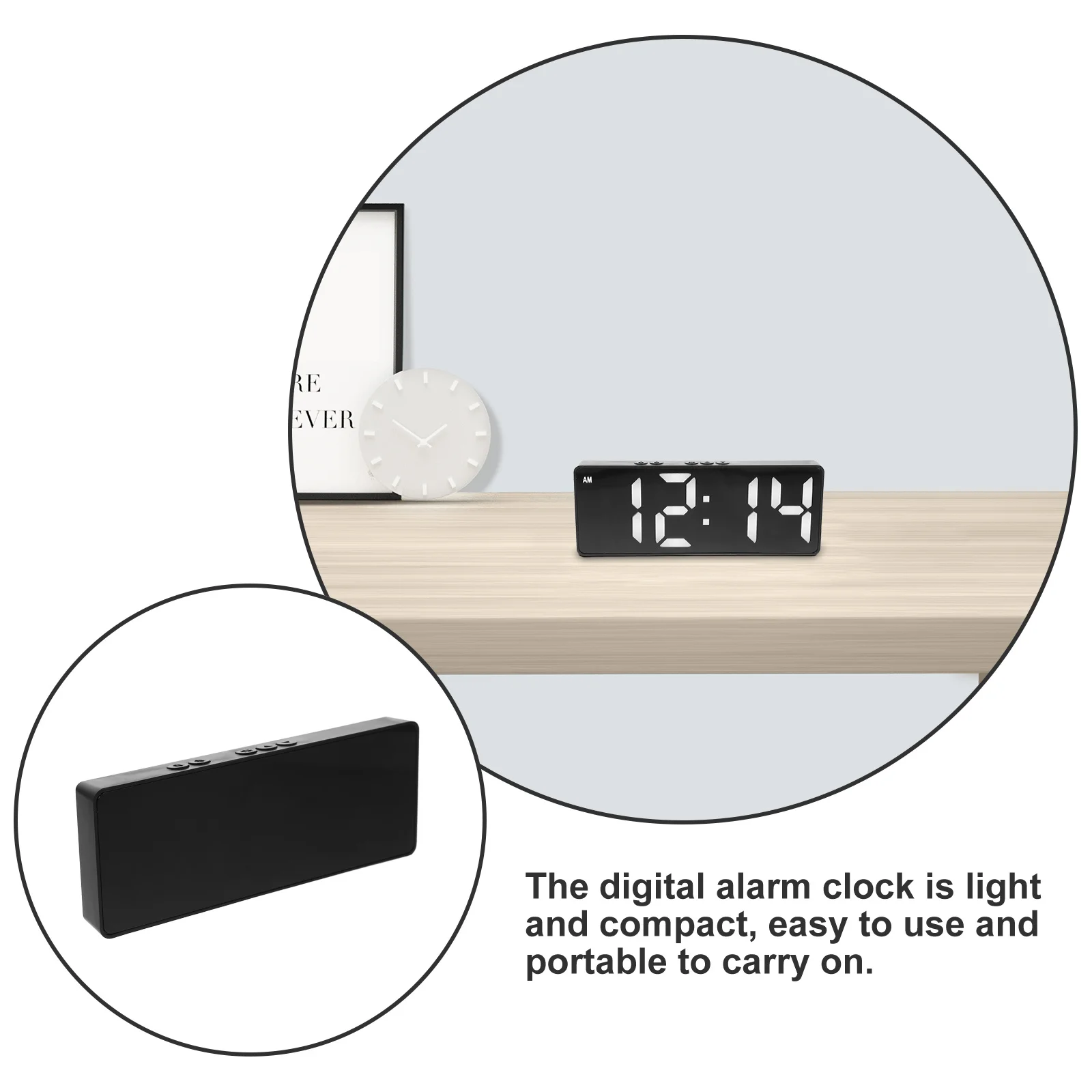 

Bedroom Alarm Clock Bedside Digital -powered Small for and -resistant