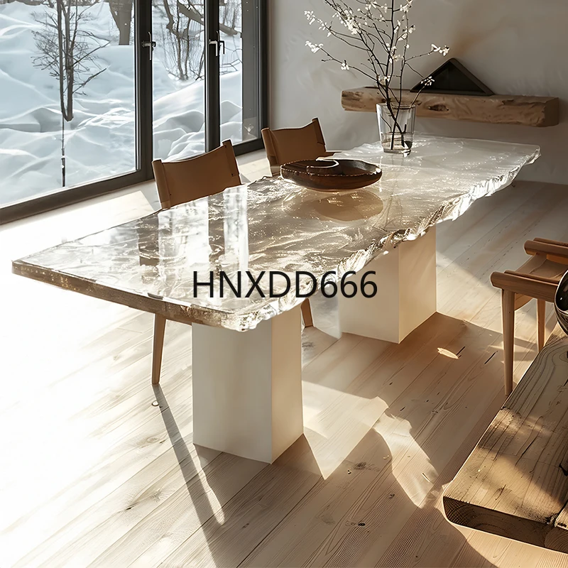 High-end light luxury transparent resin coffee table living room home modern simple irregular glacier crack small coffee table