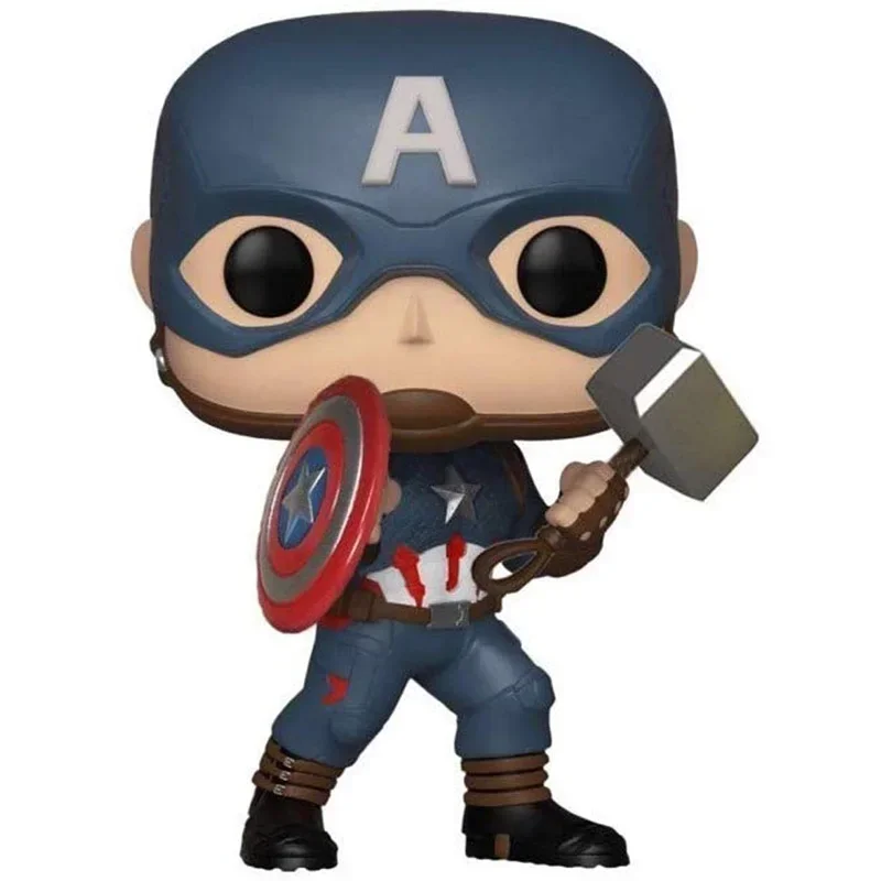 FUNKO POP Movie Figure Toys ENDGAME #481 Captain America (with Mjolnir) Action Figure Model Decoration Toys Gifts for Kids