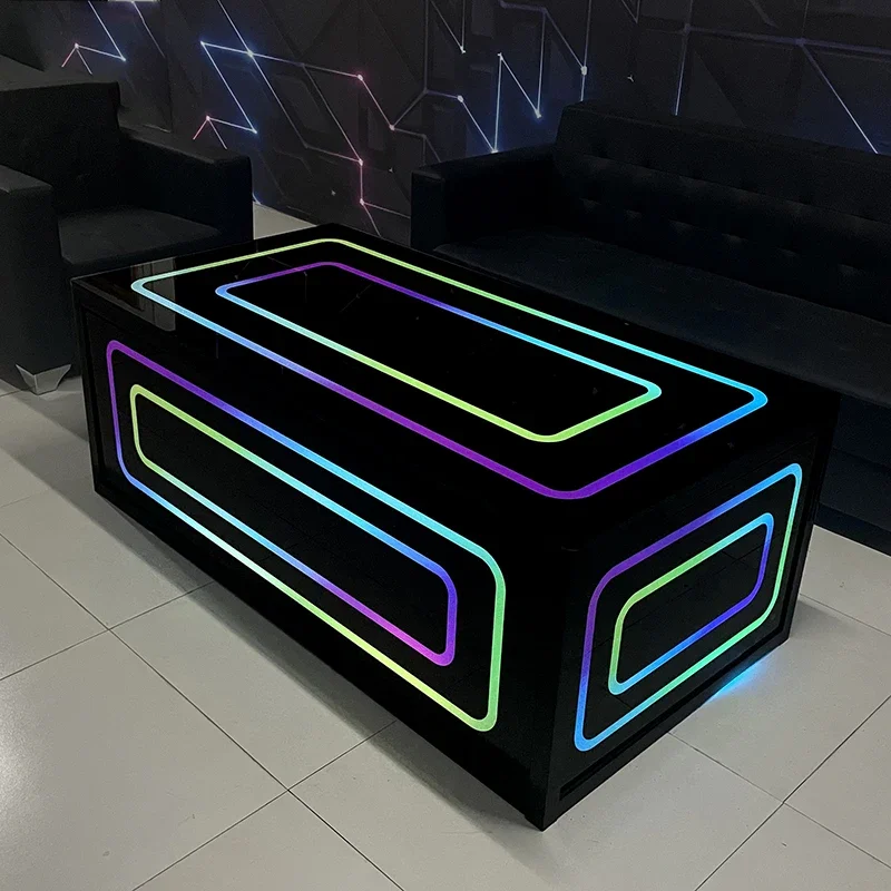 

KTV coffee table luminous European club volume sales bar tempered glass stainless steel color changing light table