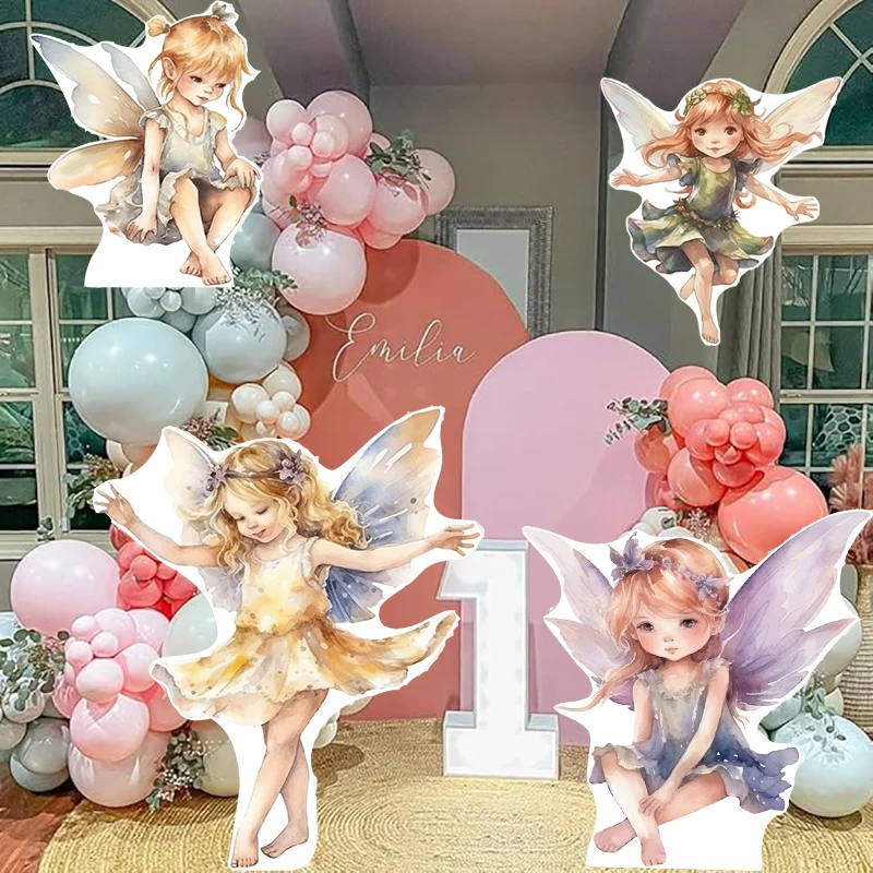 18/36inch Fairy Theme Cutouts Cute Fairy KT Board Backdrop Party DIY Decor for Girl\'s Birthday Party Baby Shower Decor Cardboard