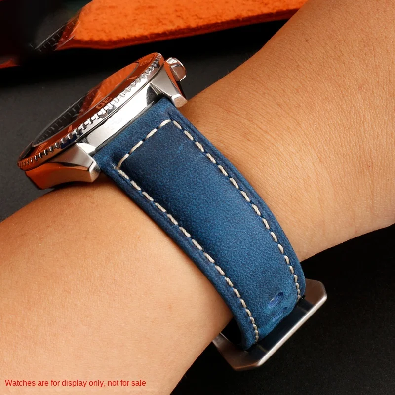 Genuine Leather Watchband Bracelet Black Blue Brown Vintage Matte Watch Strap For Women Men 20mm 22mm 24mm 26mm Wrist Band belt