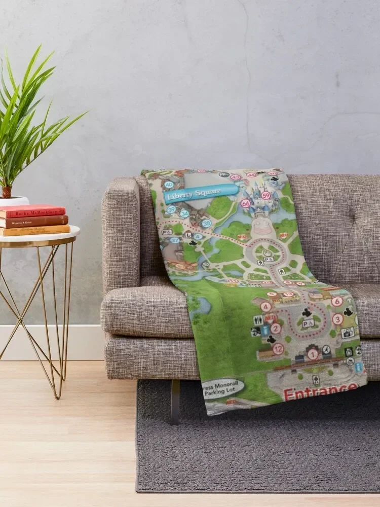 Magic Kingdom Map Throw Blanket For Decorative Sofa manga Thin For Baby Blankets