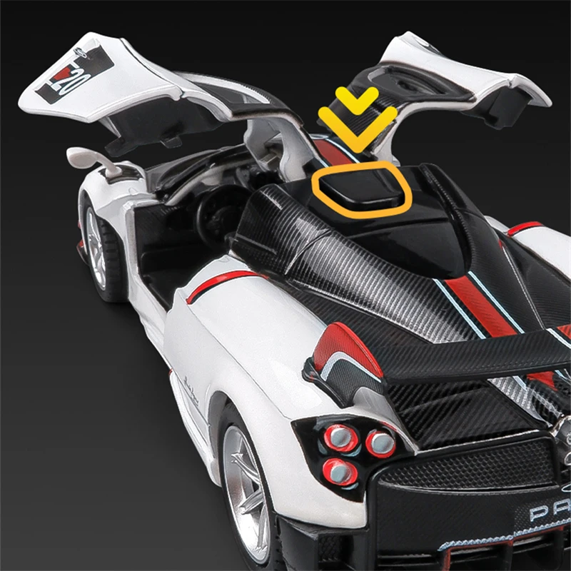 1:32 Pagani Huayra BC โลหะผสมโมเดลรถยนต์ Diecast โลหะของเล่นโมเดลรถยนต์สปอร์ตโมเดลรถยนต์คอลเลกชันเสียงและแสงจำลองของเล่นเด็กของขวัญ