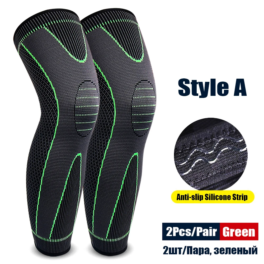 Sport Anti-slip Full Length Compression Leg Sleeves Knee Brace Support Protect for Basketball Football Running Cycling Men Women