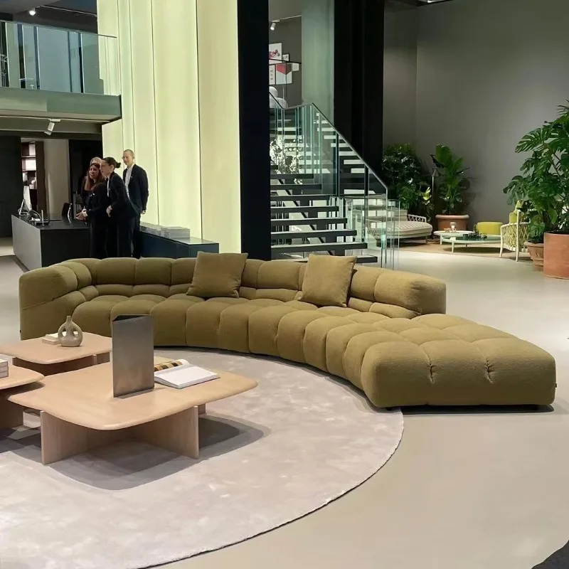 Exhibition Classic Variety Puff Sofa Cream Wind Cotton and Linen Fabric Sofa