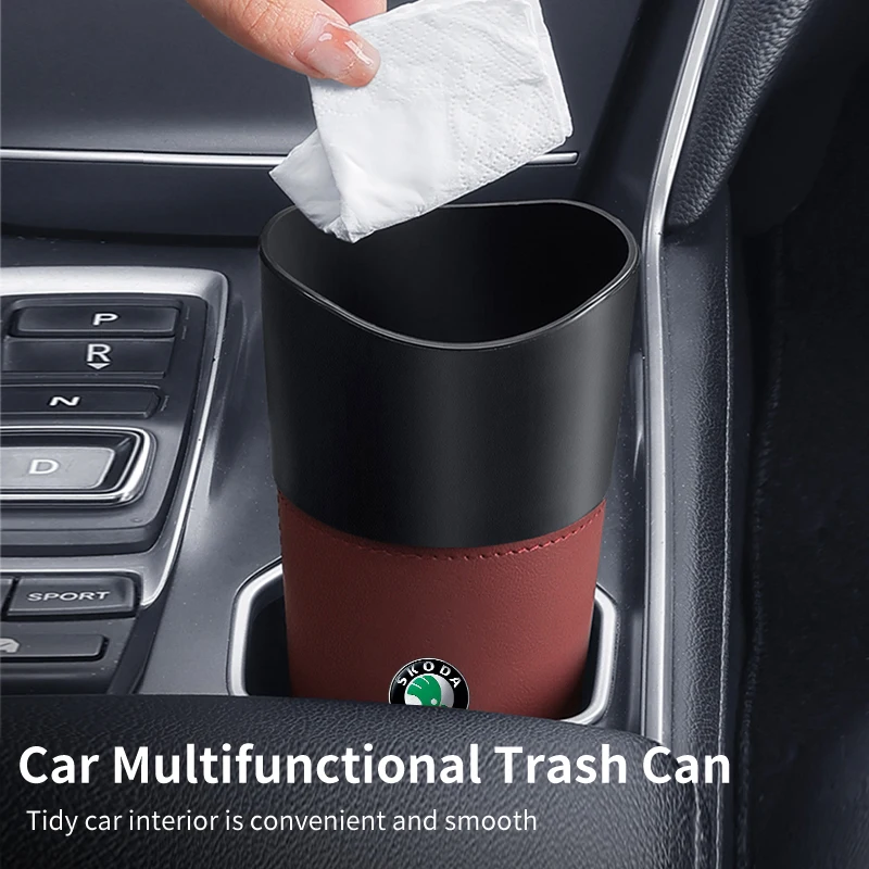 Car Trash Can Center Console Waterproof Garbage Storage Bucket For Skoda Octavia Rapid Kodiaq Superb Derivative Karoq Fabia Kami