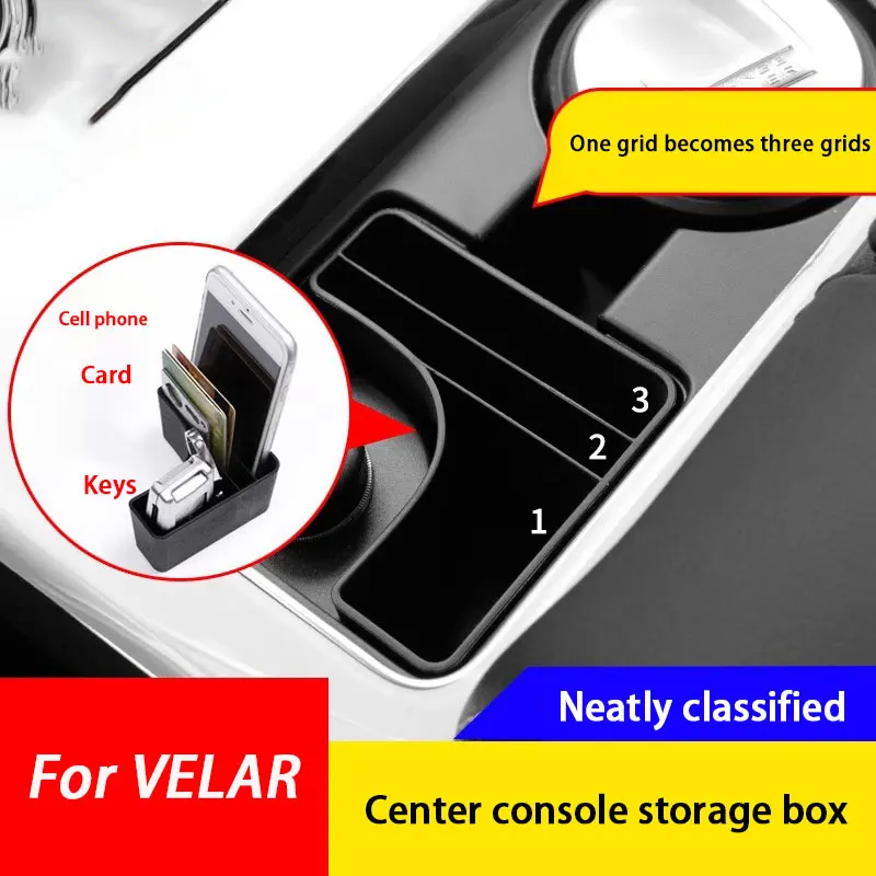 For Land Rover Range Rover Velar 2017-2020 ABS Car Central Control Water Cup Storage Box Organizer Holder Car Accessories