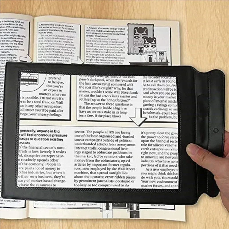 A4 Clear Full Page Magnifier Hands-free 3X Magnifier Handheld Reading Aid Magnifying  Lens Perfect for Reading Books Newspapers