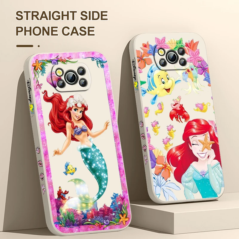 

Princess The Little Mermaid For Xiaomi Poco Cover For X4 X3 F4 NFC M6 M5 M4 M3 GT S Pro Liquid Left Rope 4G 5G Phone Case
