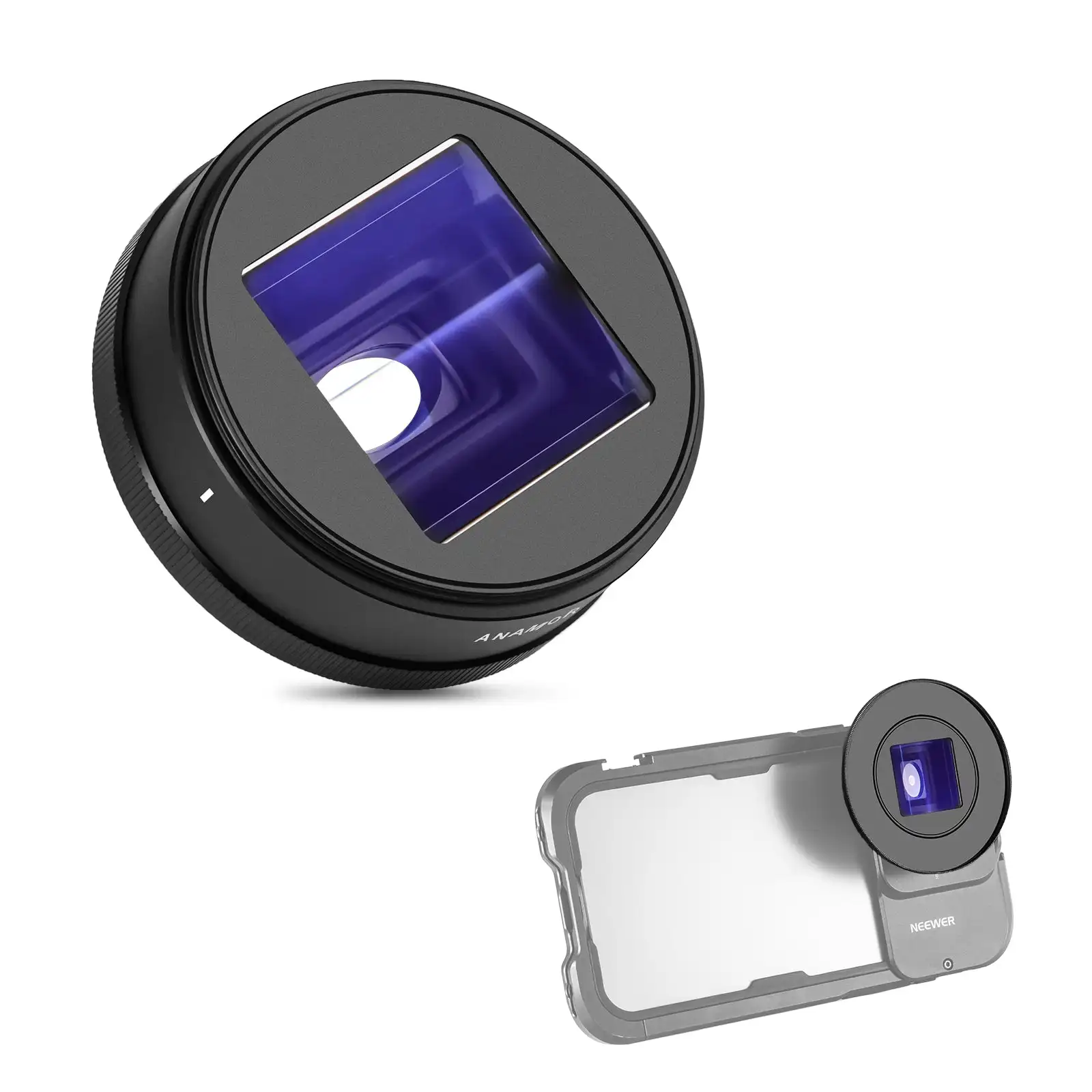 1.55X Blue Anamorphic Smartphone Lens, Mobile Phone Cinematic Anamorphic Zoom Lens for Filmmaker & Videomaker