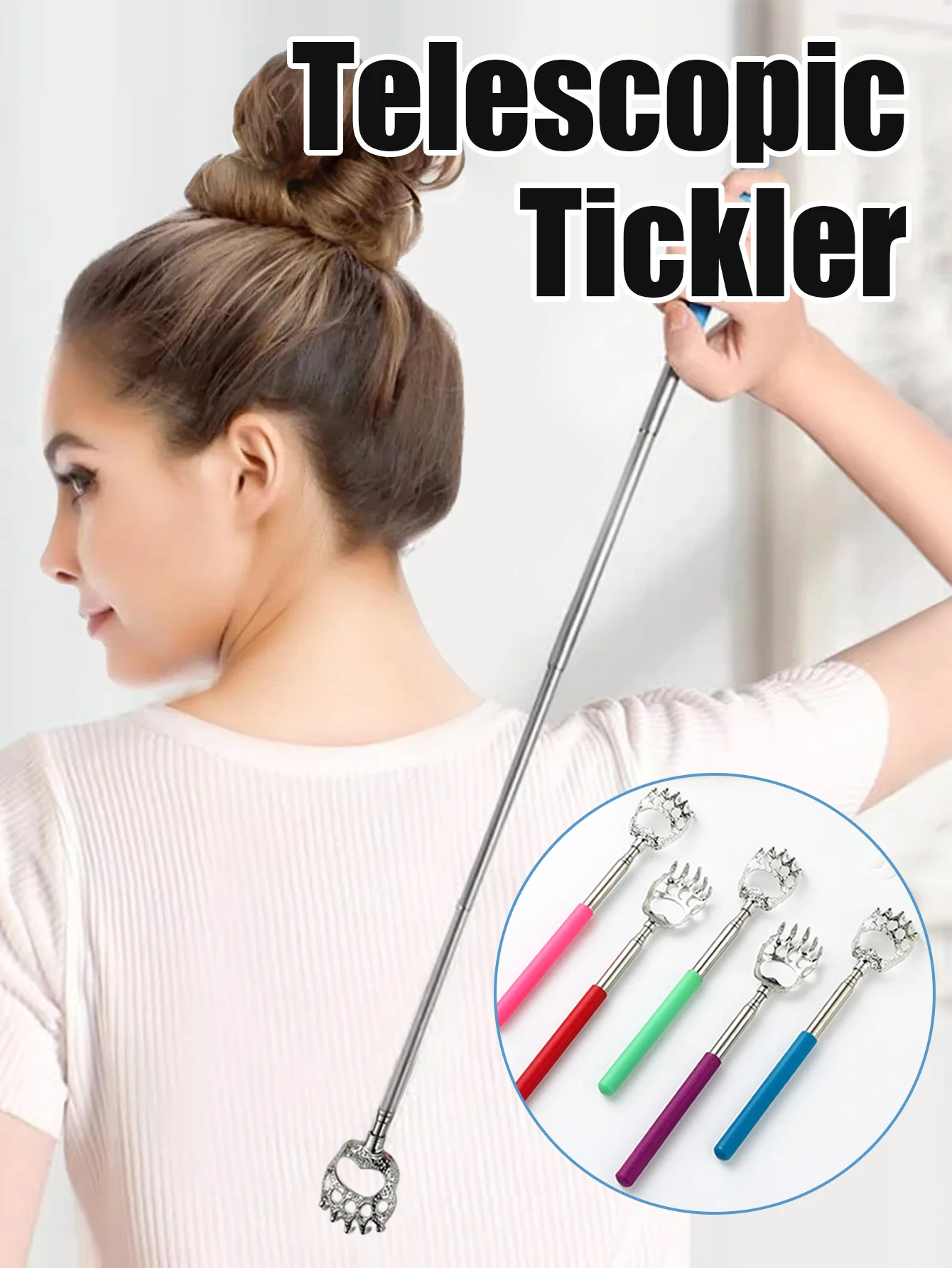 

Stainless steel telescopic old man's happy scratch device does not require anyone to scratch the back, tickling and scratching