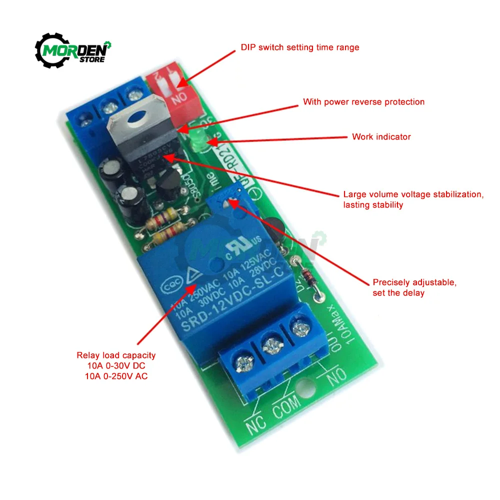 Power-Off Delay Disconnect Relay Module Power-Off Delay Module Delay Circuit 5V12V24V Anti-Restart Power Supply Accessories