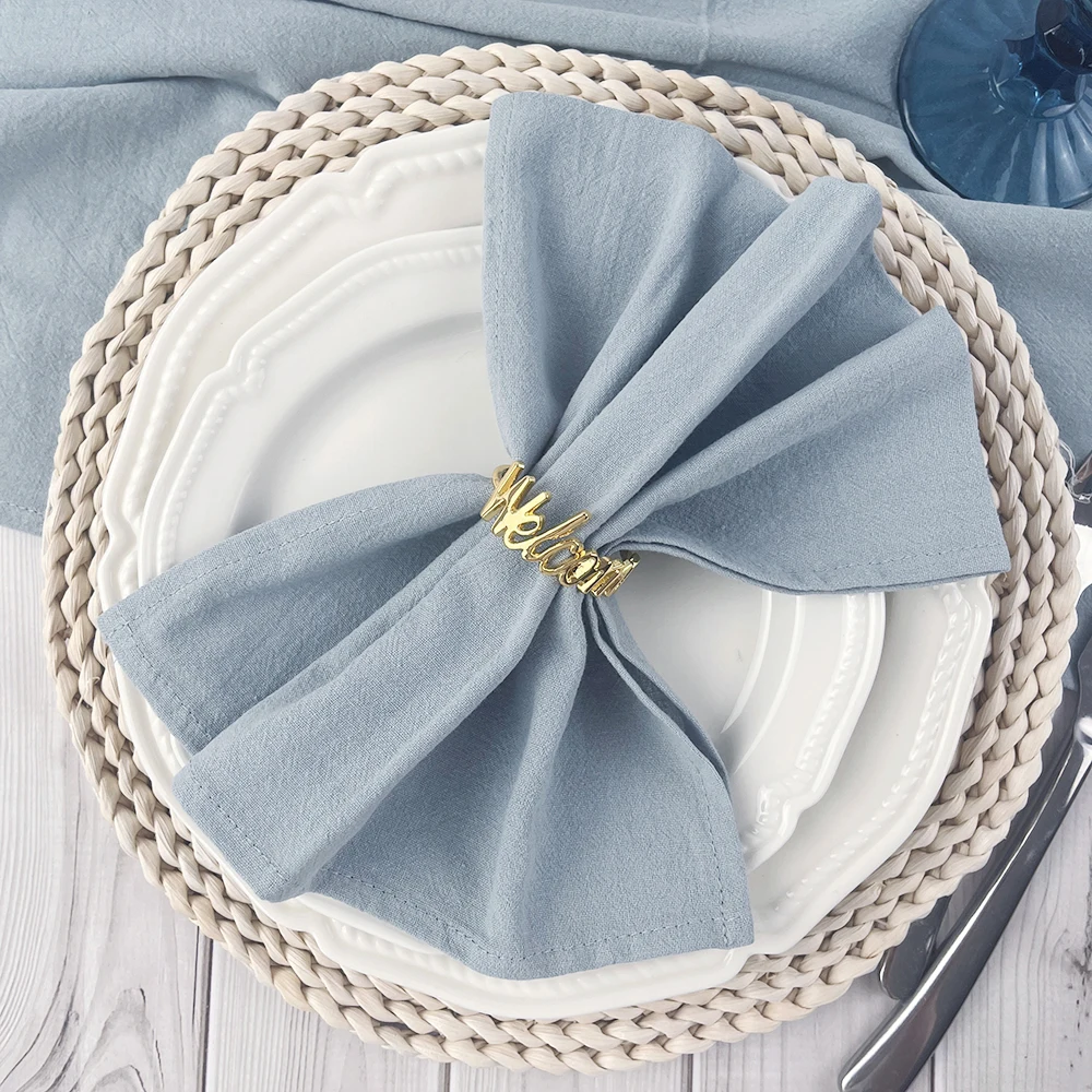 20pcs Cloth Napkins 30x45cm Wedding Dusty blue Napkin Cotton Fabric Serviette Kitchen Tea Towel Placemat Home Party Table Decor