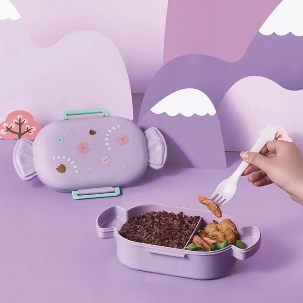 Lovely Bento Box Children Adult Lunch Box with 2 Compartments Leak-Proof Lunchbox Bento Box for Dining Out Work School