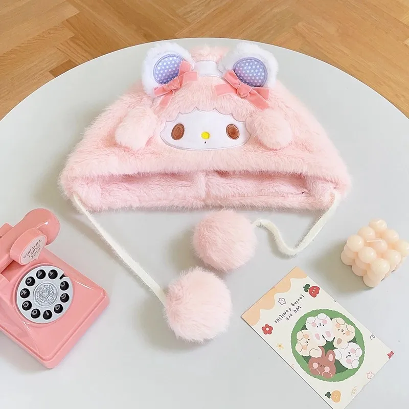 หมวกไหมพรมลายคิตตี้น่ารักจากซานริโอ้ สำหรับเด็ก ป้องกันหูจากความหนาว เหมาะสำหรับนักเรียน ขี่จักรยาน กันความหนาวเย็น หมวกไหมพรมหนานุ่ม