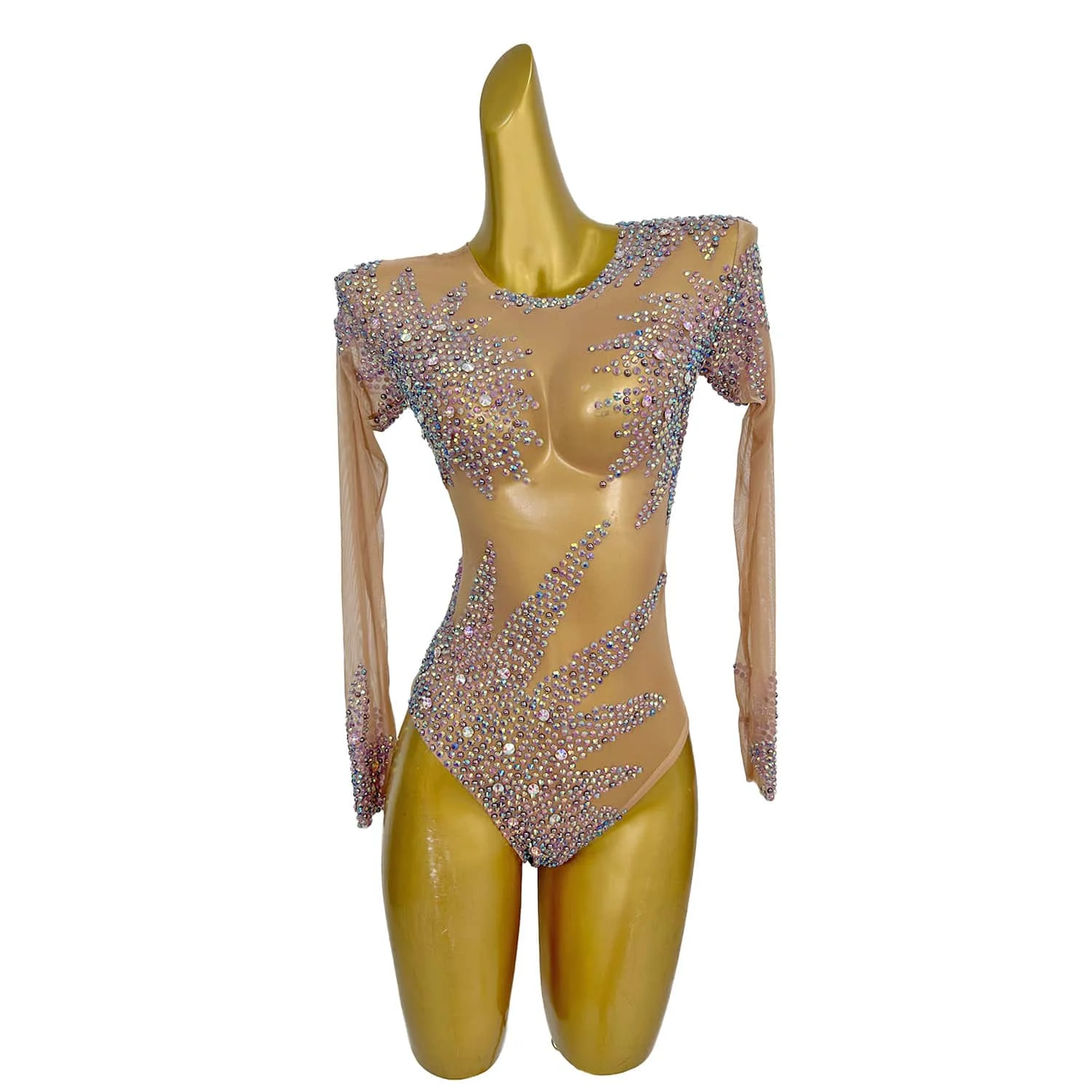 

Sexy Long Sleeved Bodysuit For Women Party Club Night Dancing Floor Elegant Sparkly Rhinestone Showgirl Stage Performance Wear