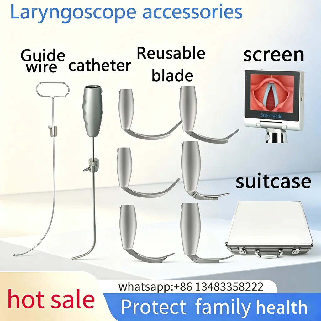 video-laryngoscope-stainless-steel-blade-guide-wire-and-screen-accessories