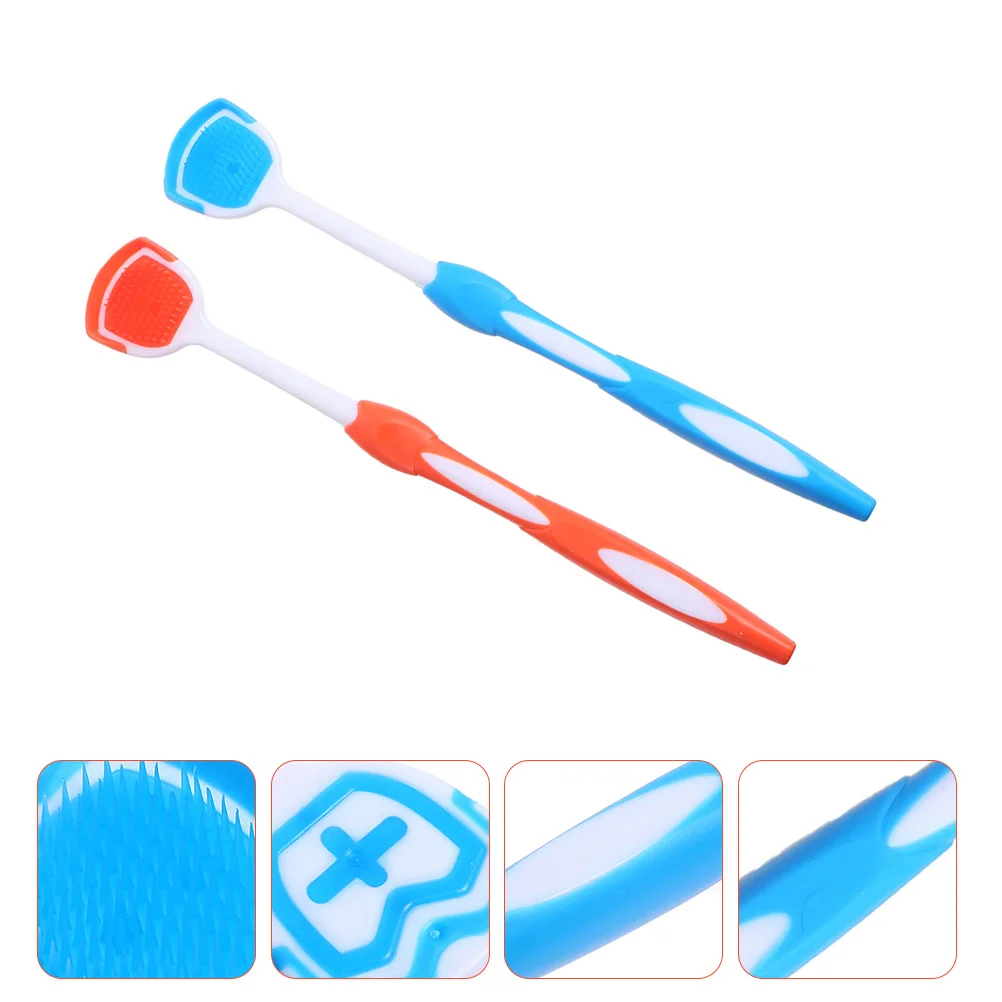 2 Pcs Tongue Scraper Cleaning Brush Ergonomic Compact Kids Adults al Health Tool Reduces Bad Breath Removes