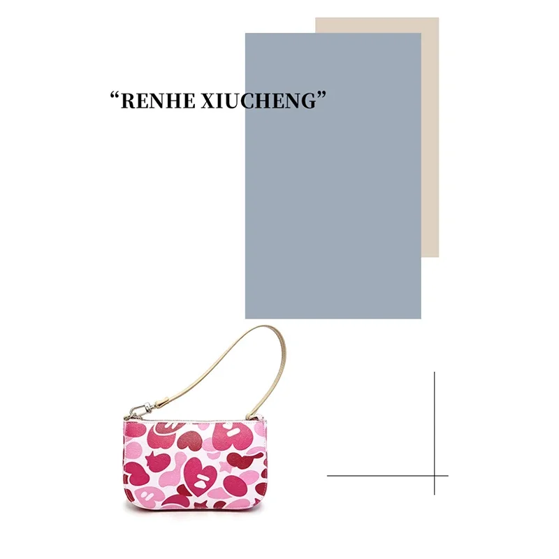 Süße Rosa Herz-Print Camouflage Hobo-Schultertasche, Vielseitige Leichte Damen-Handtasche für den Alltag, Lässige Handtasche für den täglichen Arbeitsweg – Detail 1