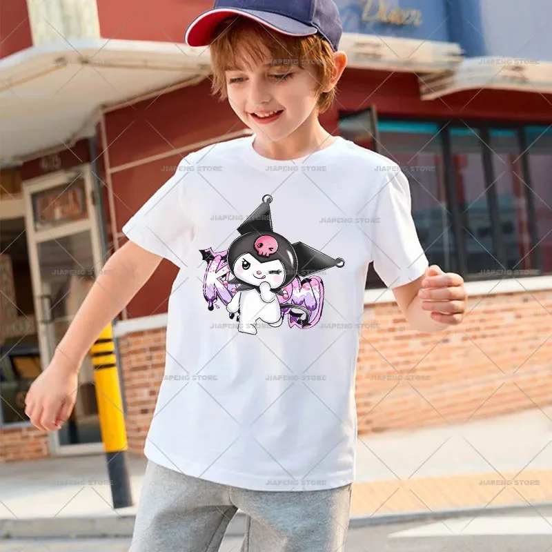 Kawaii Hello Kitty Printed Stickers Iron on Heat Transfers for Clothes Cartoon Kuromi Thermal on T-shirt  Bags Appliques Decor