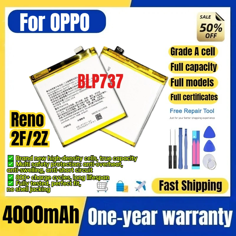 BLP737 for OPPO Reno 2F/2Z Phone Battery 0 Cycle High Quality High Capacity Battery Replacement Bateria Grade A Cell with Tools