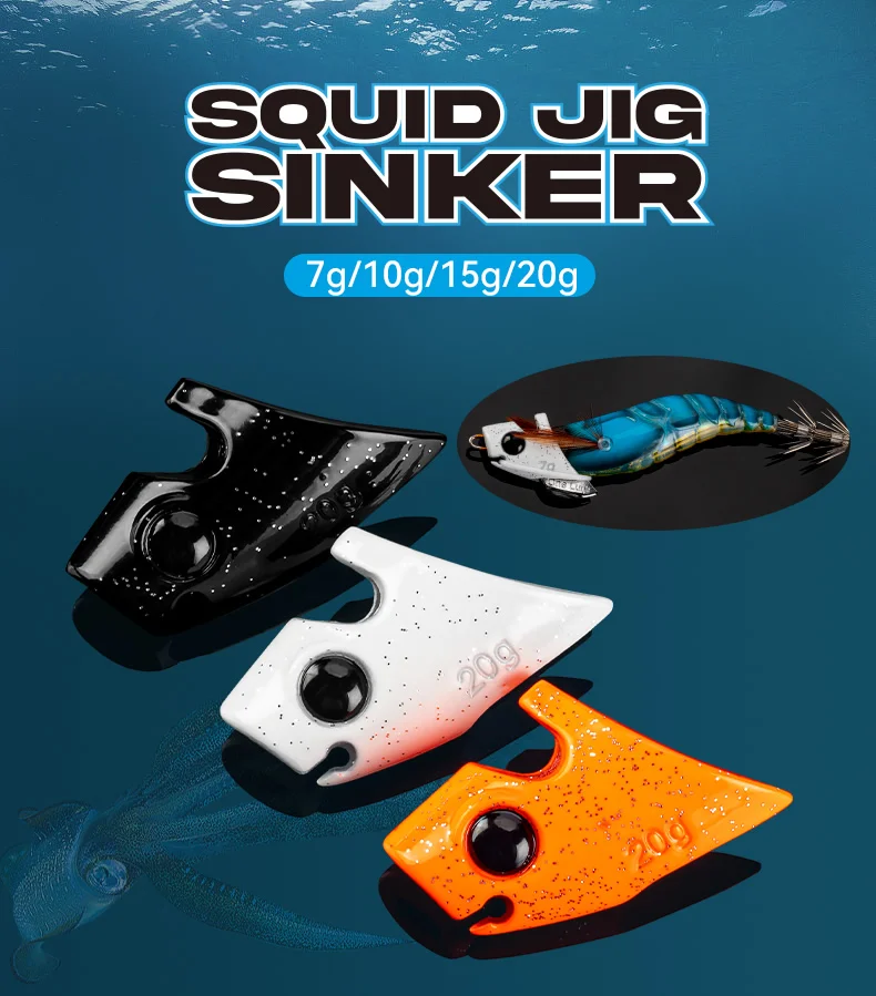 KINGDOM Squid Jig Sinker Angelgewicht 7g 10g 15g 20g Schnell Sinkender Köderkopf 2 Stück/Box Salzwasser-Angelzubehör – Detail 1